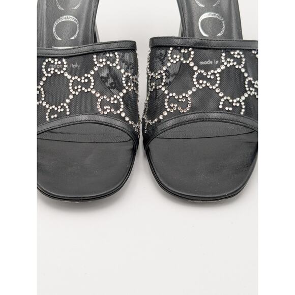 Gucci Demi Rhinestone Mesh Mule Sandals Nero Women's size US8.5 EU38.5 - Picture 12 of 16